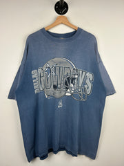 Vintage 90s NFL Dallas Cowboys Helmet Faded Blue Tee