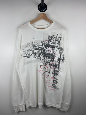 Vintage Y2K Ecko Unltd Rhino White Thermal Long Sleeve