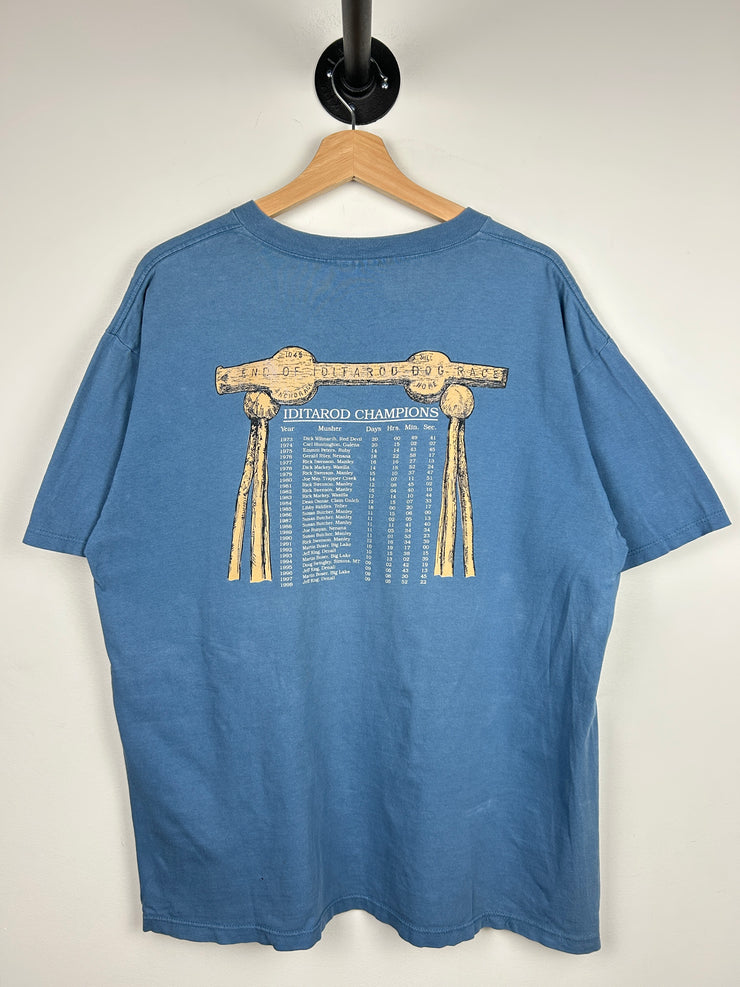 Vintage 90s Dog Sledding Blue Tee