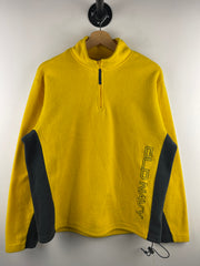 Vintage Old Navy Spellout Yellow & Navy Quarter Zip Fleece Sweater