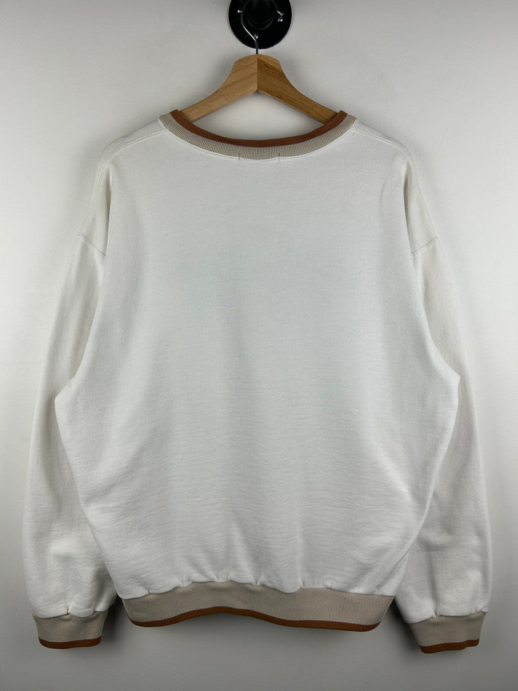 Vintage 90s Nike Golf Embroidered White & Brown Crewneck