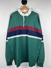 Vintage 80s LL Bean Green Polo Rugby Long Sleeve