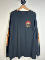 Vintage Harley Davidson Eagle Flames Black Long Sleeve