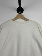 Vintage 90s Skiing Cartoon Art White Crewneck