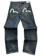 Evisu Puma Seagull Logo Blue Denim Jeans