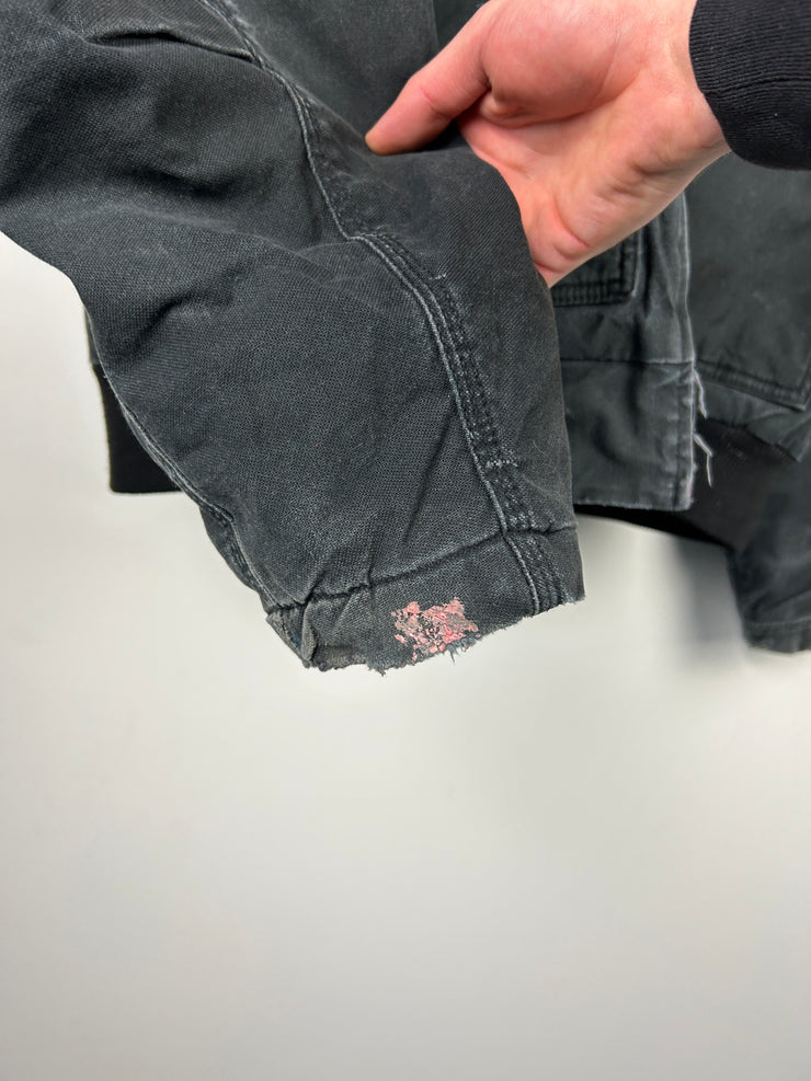 Vintage Walls Faded Black Fleece Lined Hooded Work Jacket