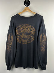 Vintage 90s Harley Davidson Dagger Knife Eagle Ohio Black Long Sleeve