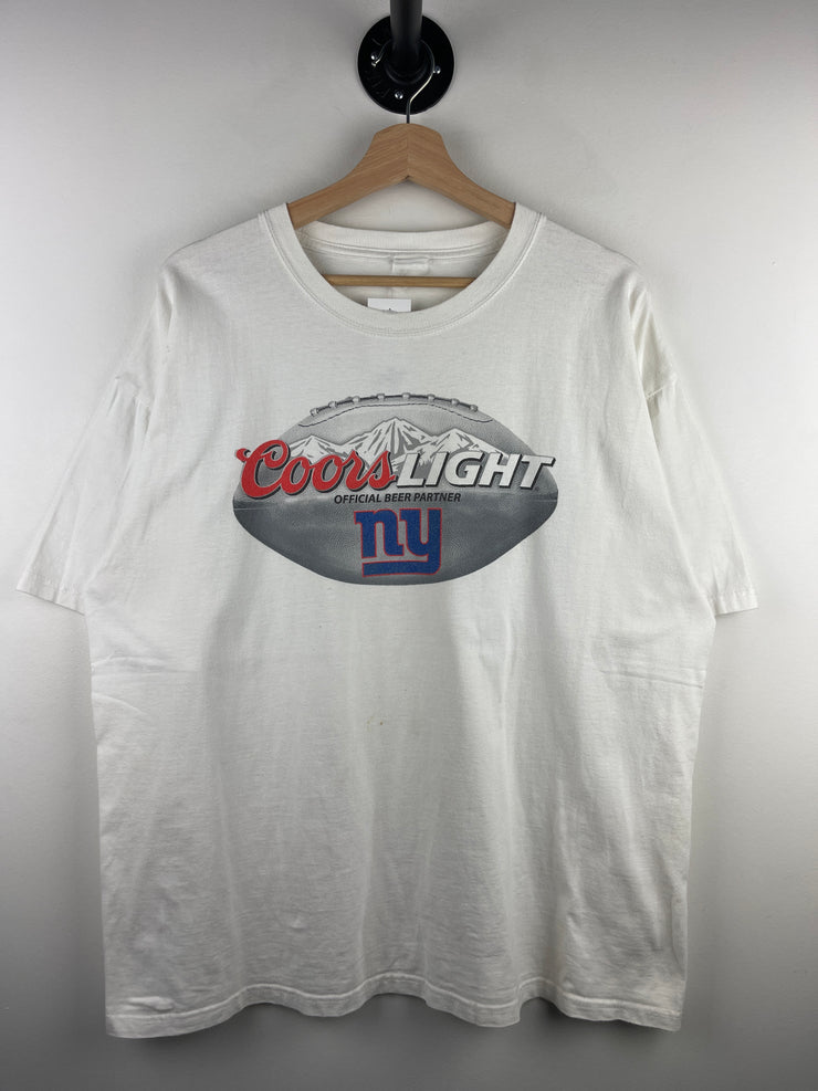 Vintage NFL Coors Light Beer New York Giants White Tee