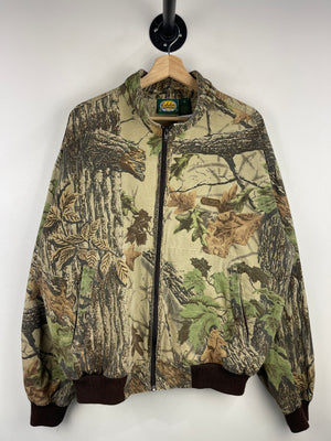 Vintage 90s Cabelas Real Tree Camo Bomber Jacket