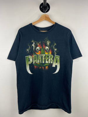 Vintage 2002 Pantera Skull Flames Black Tee