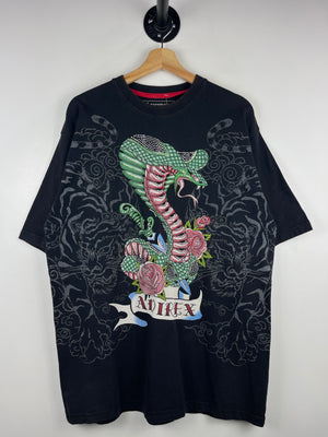 Vintage Y2K Avirex Snake Rhinestone Black Tee