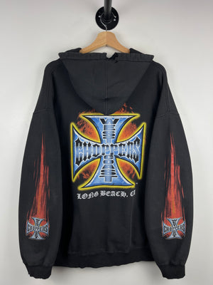 Vintage West Coast Choppers Flame Thrashed Black Hoodie