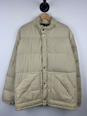 Vintage 90s World Wide Sportswear Down Filled Beige Puffer Jacket