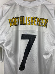 Vintage NFL Reebok Pittsburgh Steelers Roethlisberger White Football Jersey