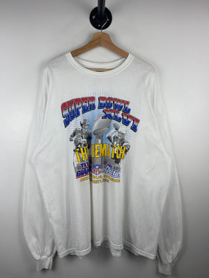 Vintage NFL New York Giants VS New England Patriots Manning VS Brady White Long Sleeve