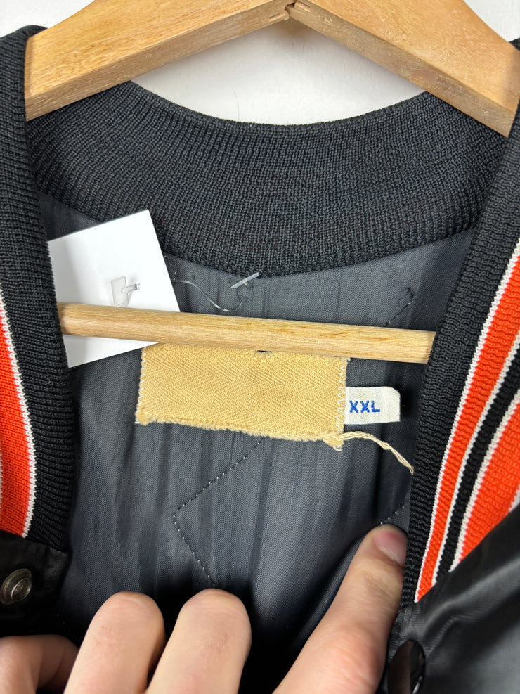 Vintage 80s NFL Chalk Line Cincinnati Bengals Black Satin Bomber Jacket
