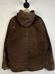 Vintage Carhartt Detroit Sherpa Lined Hooded Dark Brown Jacket J141 DKB