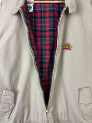 Vintage 90s Izod Plaid Lined Beige Harrington Jacket