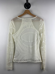 Vintage Guess Women's White Mesh Long Sleeve