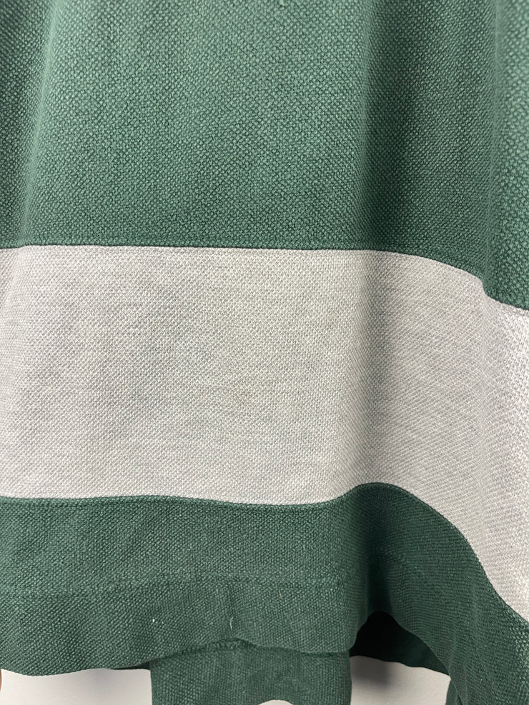 Vintage 90s American Eagle Grey & Green Striped Polo Rugby Long Sleeve