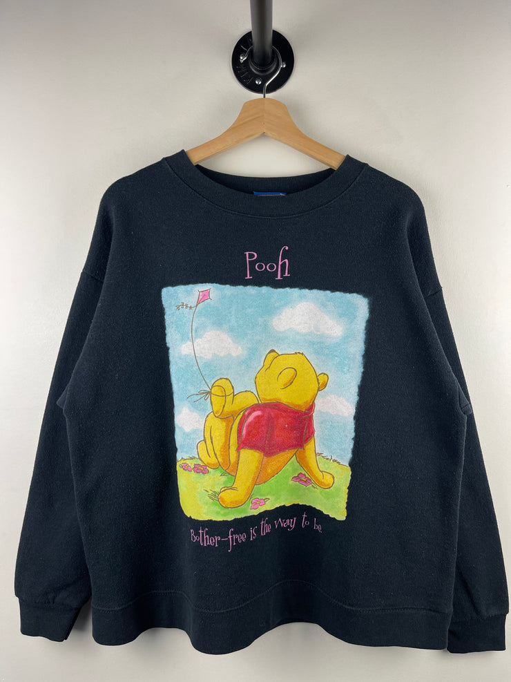 Vintage 90s Winnie The Pooh Bother Free Is The Way To Be Black Crewneck