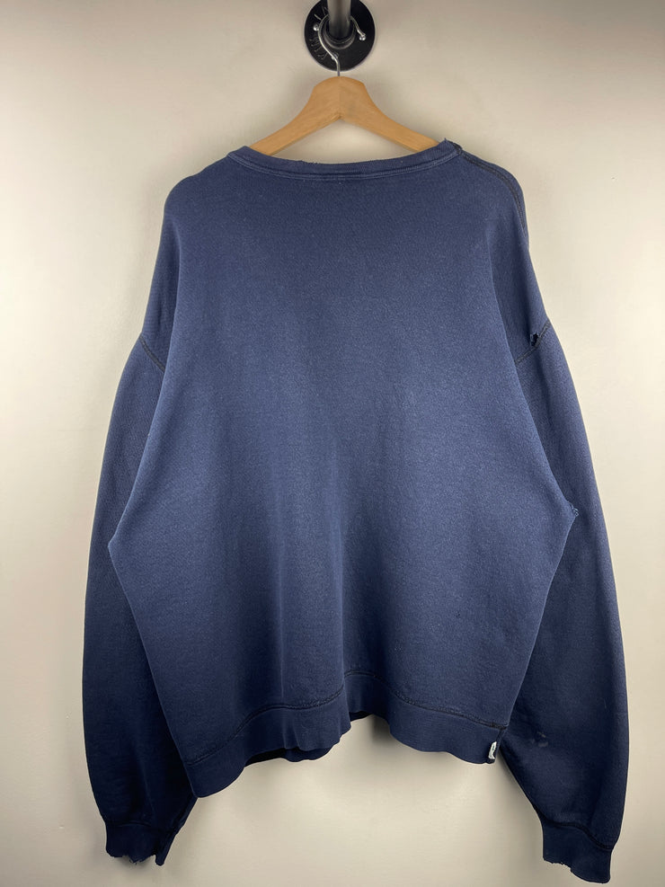 Vintage 90s Roots Athletics Canada Distressed Navy Crewneck