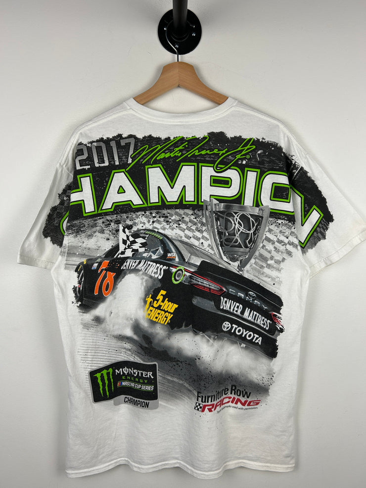 Vintage Nascar Bass Pro Shop Monster All Over Print White Tee