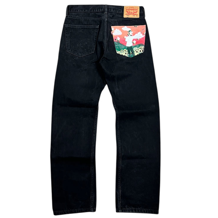 Levis 505 Tyler The Creator Painted Black Denim Jeans