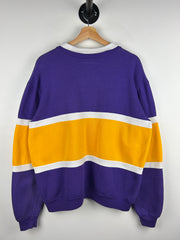 Vintage 80s Nutmeg LSU Purple & Yellow Collared Crewneck