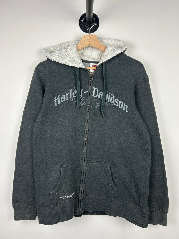 Vintage Harley Davidson Sauk City Grey Women’s Zip-Up Hoodie