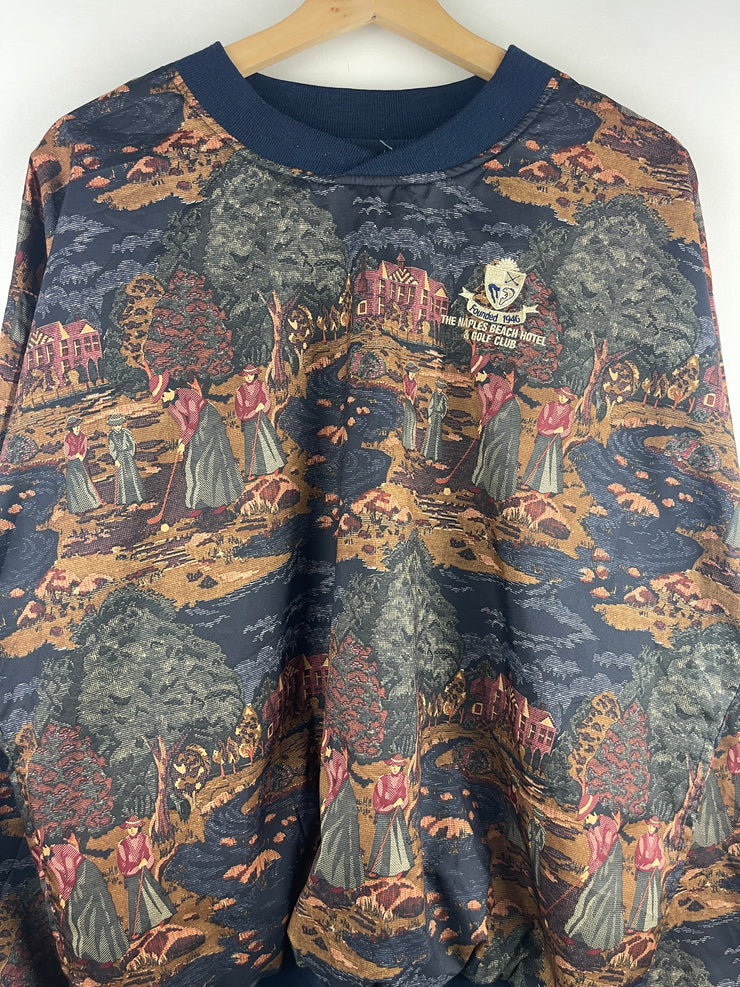 Vintage 90s Golf Napels Beach Club All Over Print Reversible Pullover Windbreaker