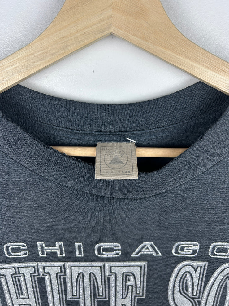 Vintage 90s MLB Logo 7 Chicago White Sox Faded Black Tee
