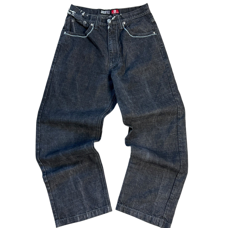 Vintage Y2K South Pole Embroidered Baggy Washed Black Denim Jeans