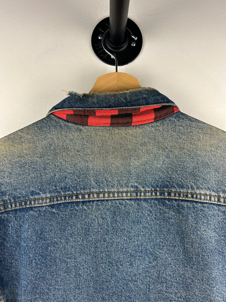 Vintage 80s Levis Denim Blanket Lined Collar 70411 Blue Jacket