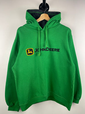 Vintage John Deere Tractors Embroidered Green Hoodie