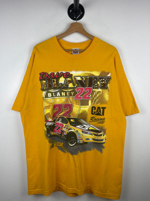 Vintage Nascar Dave Blaney Caterpillar Toyota Yellow Tee
