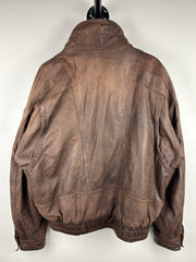 Vintage 90s Wilsons Adventure Bound Brown Cropped Bomber Leather Jacket