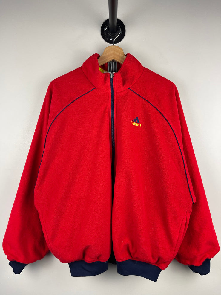 Vintage 90s Adidas 3 Stripe Navy & Red Reversible Windbreaker