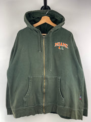 Vintage Steve & Barrys University Of Miami Embroidered Green Zip Up Hoodie