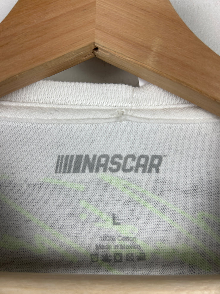 Vintage Nascar Bass Pro Shop Monster All Over Print White Tee