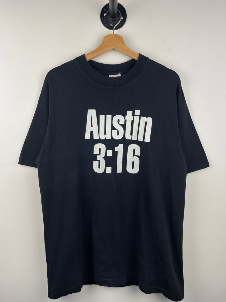 Vintage 90s WWF Stone Cold Steve Austin 3:16 Skull Black Tee
