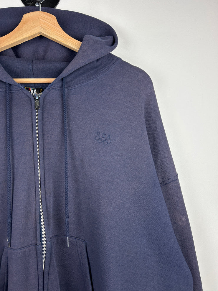 Vintage 90s USA Olympics Faded Navy Zip Up Hoodie