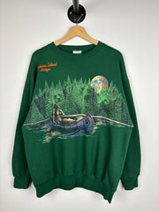 Vintage 90s Mackinac Island Michigan Wrap Around Nature Green Crewneck