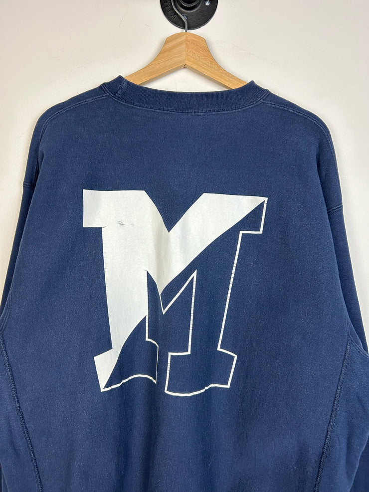 Vintage 90s University Of Marietta Reverse Weave Navy Crewneck