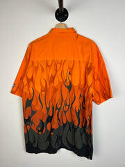 Vintage Y2K Harley Davidson Flames Button Up Shirt