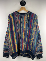 Vintage 90s Alfani 3D Knit Multi Colour Sweater