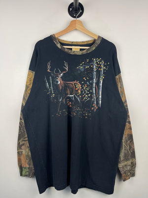 Vintage 90s Deer Real Tree Camo & Black Long Sleeve