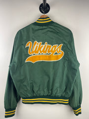 Vintage 80s Vikings Baseball Green Varsity Bomber Jacket