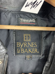 Vintage 90s Byrnes & Baker Black Leather Bomber Jacket