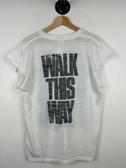 Vintage 80s Aerosmith Walk This Way White Cut Tank Top
